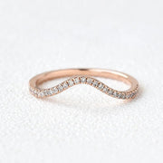 1.3 MM Round Brilliant Cut Curved Stacking Wedding Band Mapple Gems
